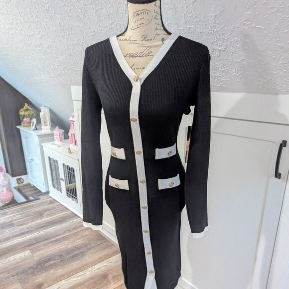 Sweater Dress Gold Buttons - Picture 1 of 5